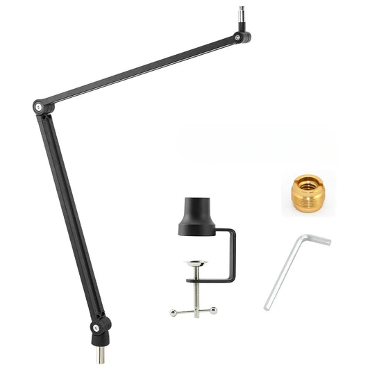 Black metal heavy suspension boom microphone stand with clamp base and metallic joints for sm7b k688 k658 condenser mic recording