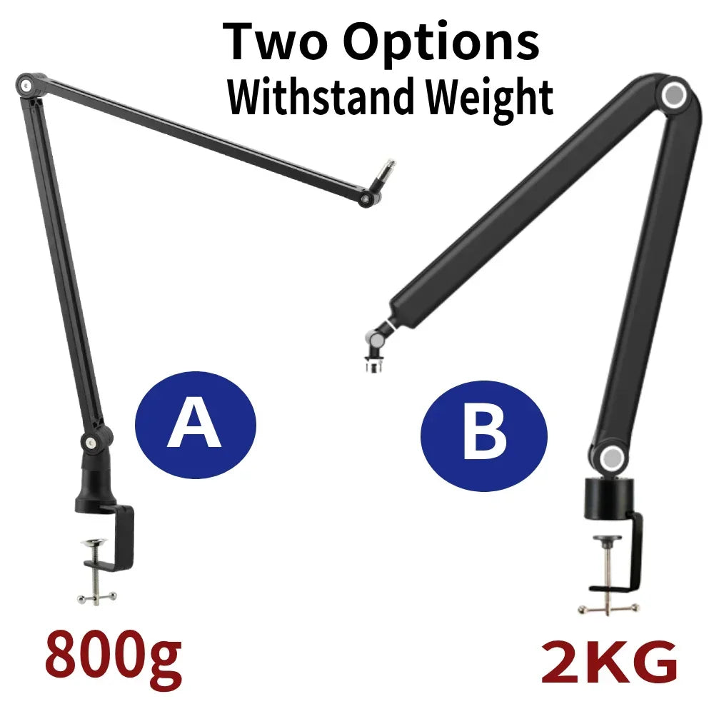 Black adjustable metal heavy suspension boom microphone stand arm with clamp base for sm7b k688 k658 condenser mic recording