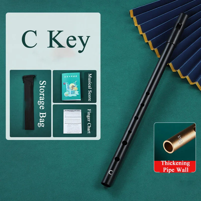 Black metal Irish whistle with thickened pipe wall and finger holes for student playing recorder and professional performance Irish use