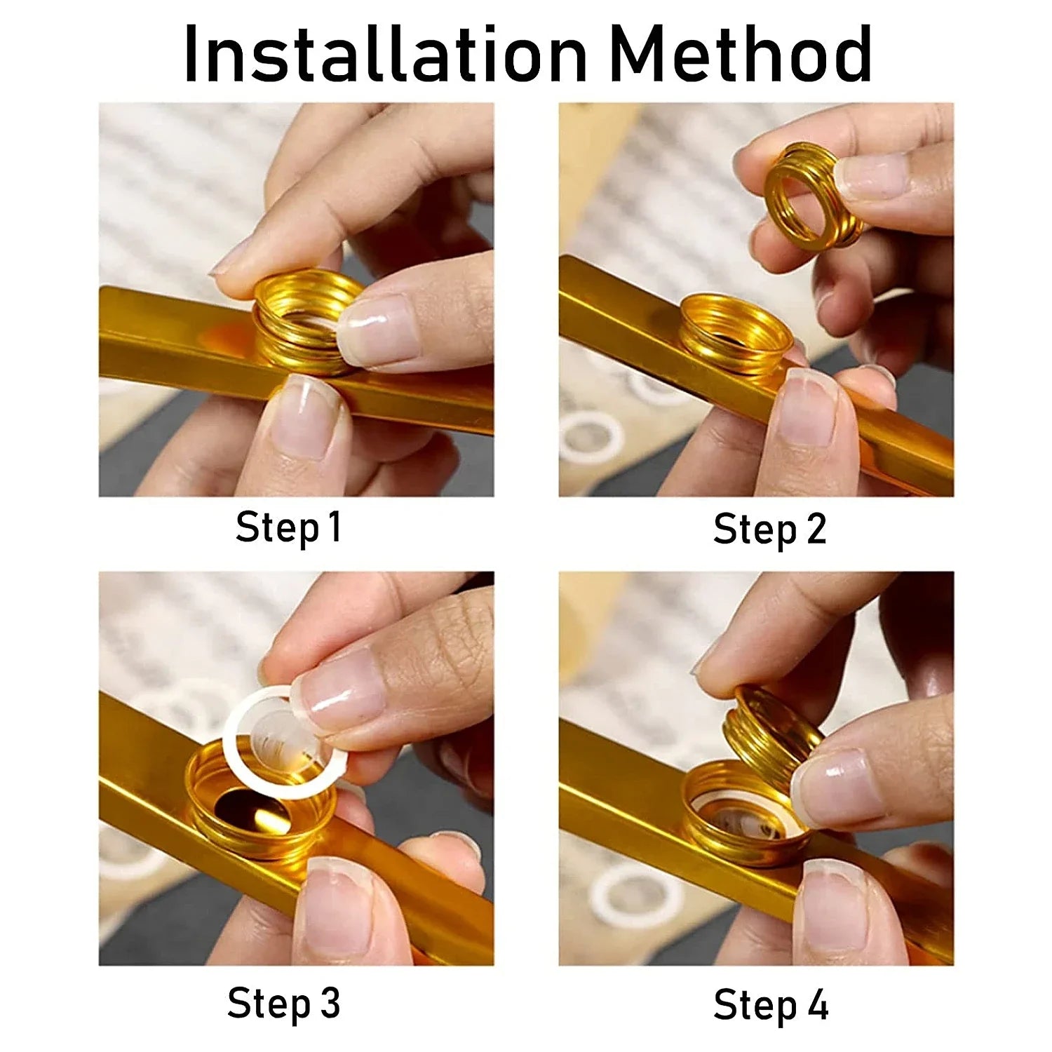 Gold-colored metal kazoo accompaniment with cylindrical body and circular mouthpiece for guitar ukulele beginner instrument portable whistle