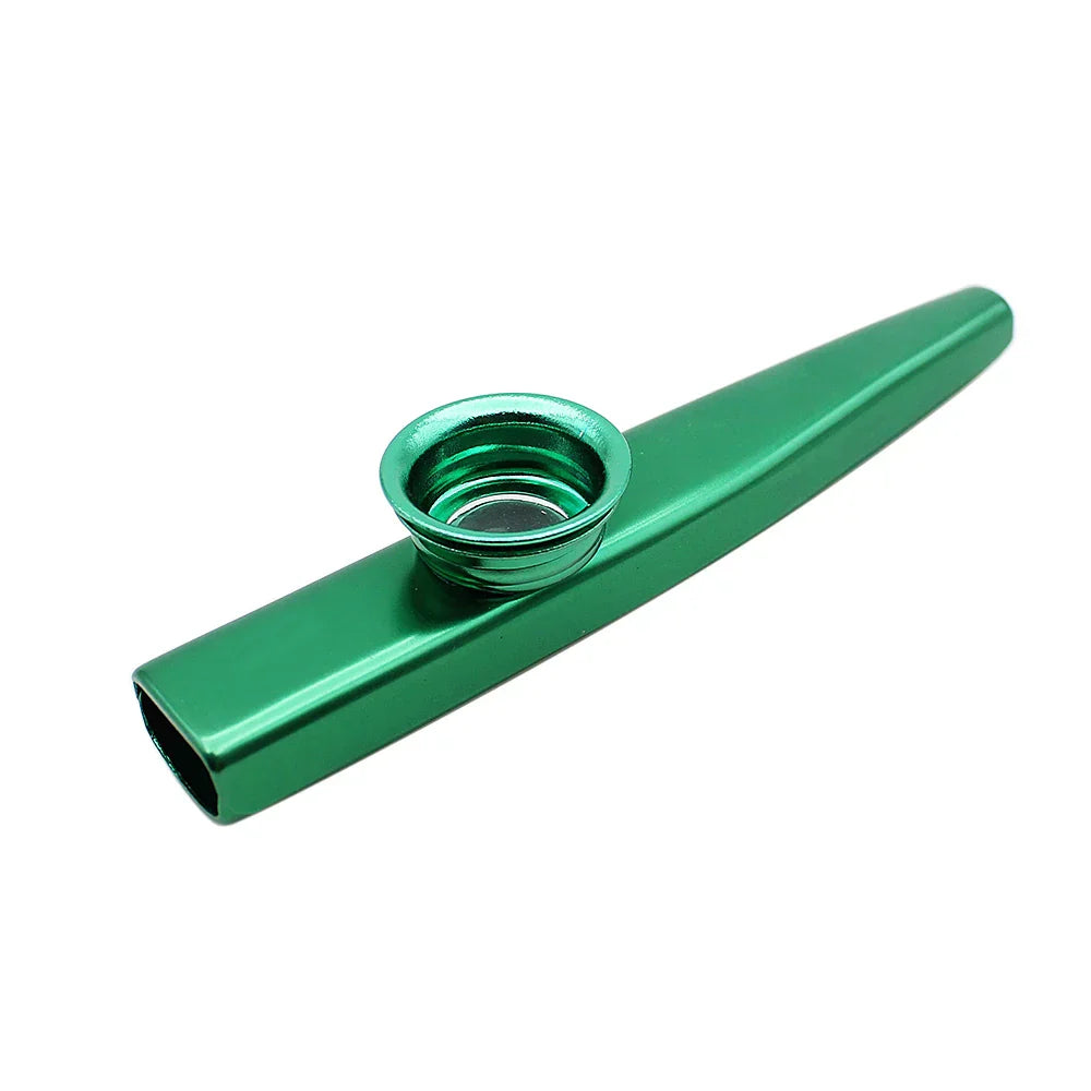 Green metallic metal kazoo with simple design rectangular body for beginner guitar ukulele violin instrument players