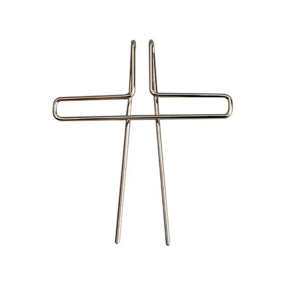 Silver metal music book clip with a minimalist cross-shaped design for page holder pianos and cooking recipe magazines