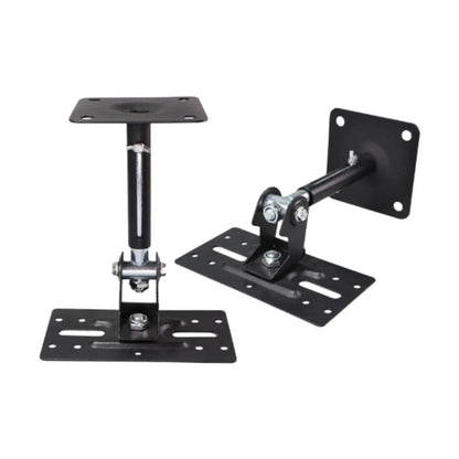 Black metal speaker wall mounted stand with adjustable arm and foldable bracket for home and office use