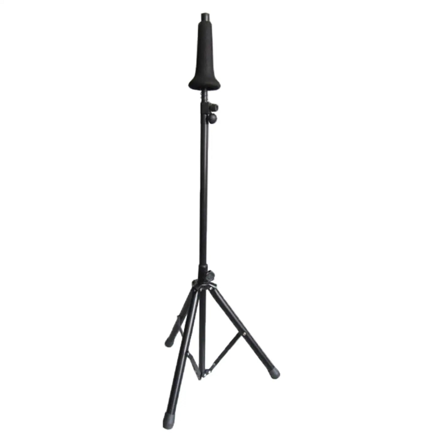 Black metal trombone stand height adjustable foldable compact tripod with tripod base for industry standard trombone instruments