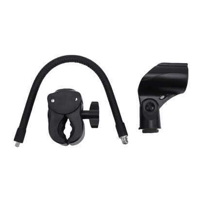Black microphone stand flexible gooseneck arm clamp with adjustable clip base for desk table use