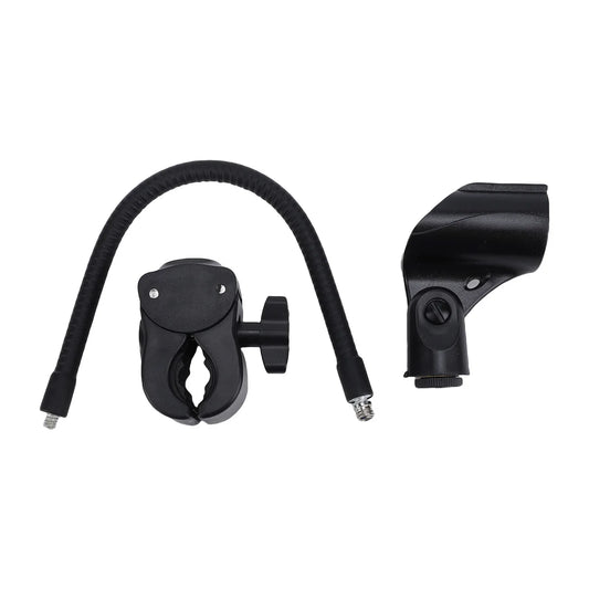 Black microphone stand flexible gooseneck arm clamp with adjustable clip base for desk table use