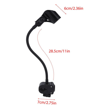 Black microphone stand flexible gooseneck arm clamp with adjustable clip base for desk or table use