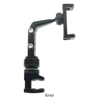Black adjustable mic stand phone holder with clamp base and articulated arm for live broadcast bracket use