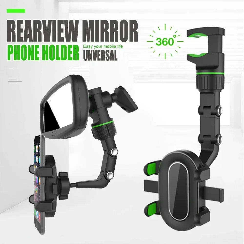 Black and green 360-degree adjustable mic stand phone holder with universal magnetic clamps for live broadcast bracket and music stand clamp