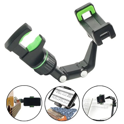 Black and green adjustable mic stand phone holder with flexible arm music stand clamp for live broadcast bracket