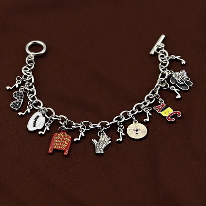 Silver michael jackson music charm bracelet with colorful enamel notes jacket hand designs new arrival infinity bracelet