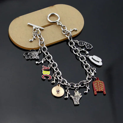 Silver michael jackson music charm bracelet featuring colorful detailed pendants for arrival infinity bracelet fans gifts