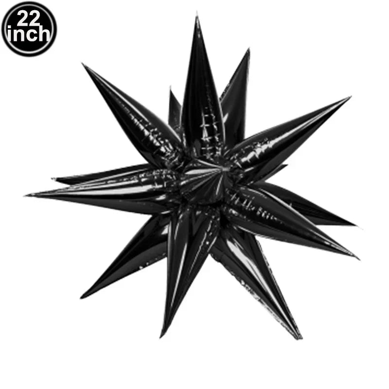Black shiny metallic star-shaped balloon for microphone balloons karaoke 80s 90s party boy rapper hip hop decor