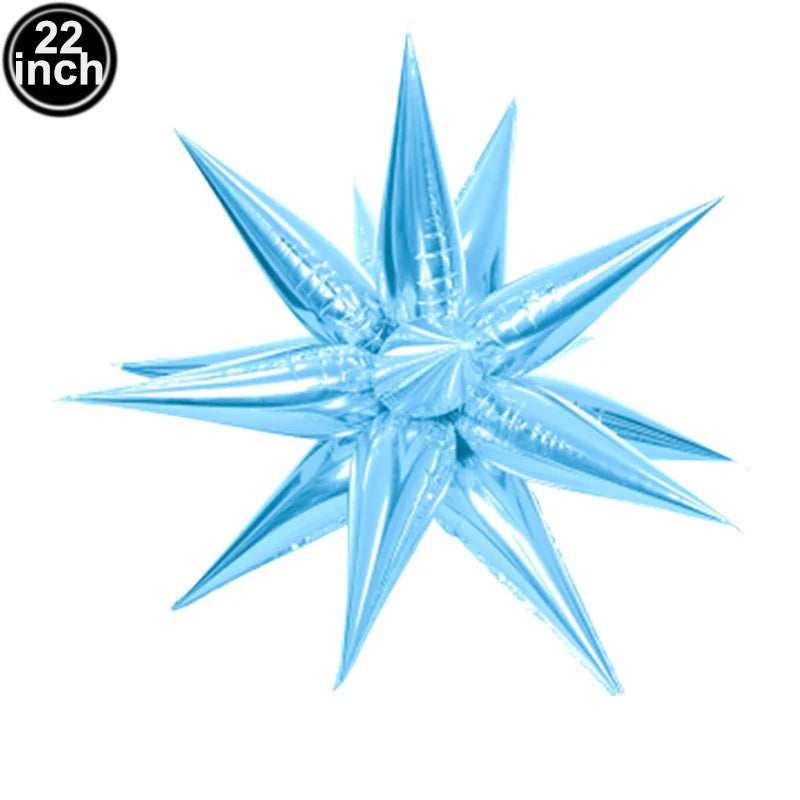 A 22-inch light blue metallic star-shaped microphone balloon karaoke inflatable for 80s 90s party boy rapper hip decor