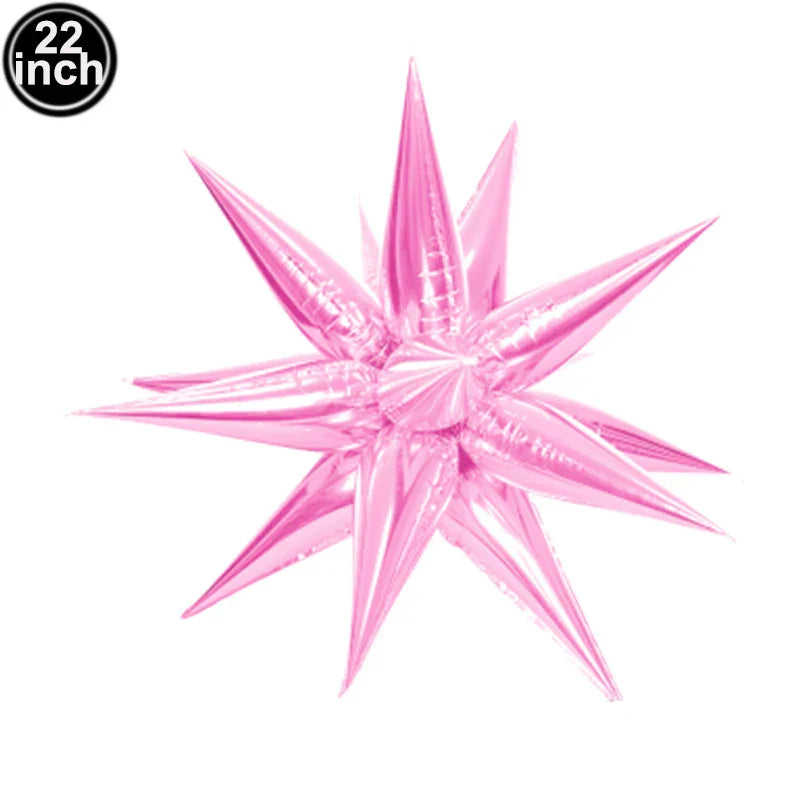 A shiny pink metallic star-shaped microphone balloons karaoke inflatable balloon for 80s 90s party boy rapper hip decor