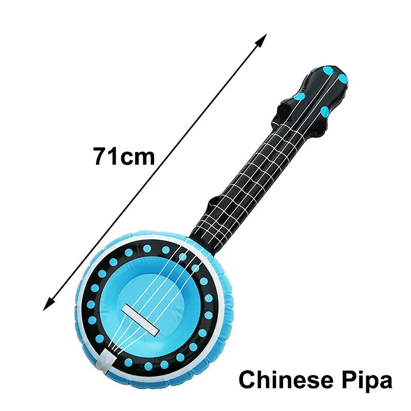 Inflatable blue and black chinese pipa microphone balloons karaoke speaker for 80s 90s party boy rapper hip hop decor