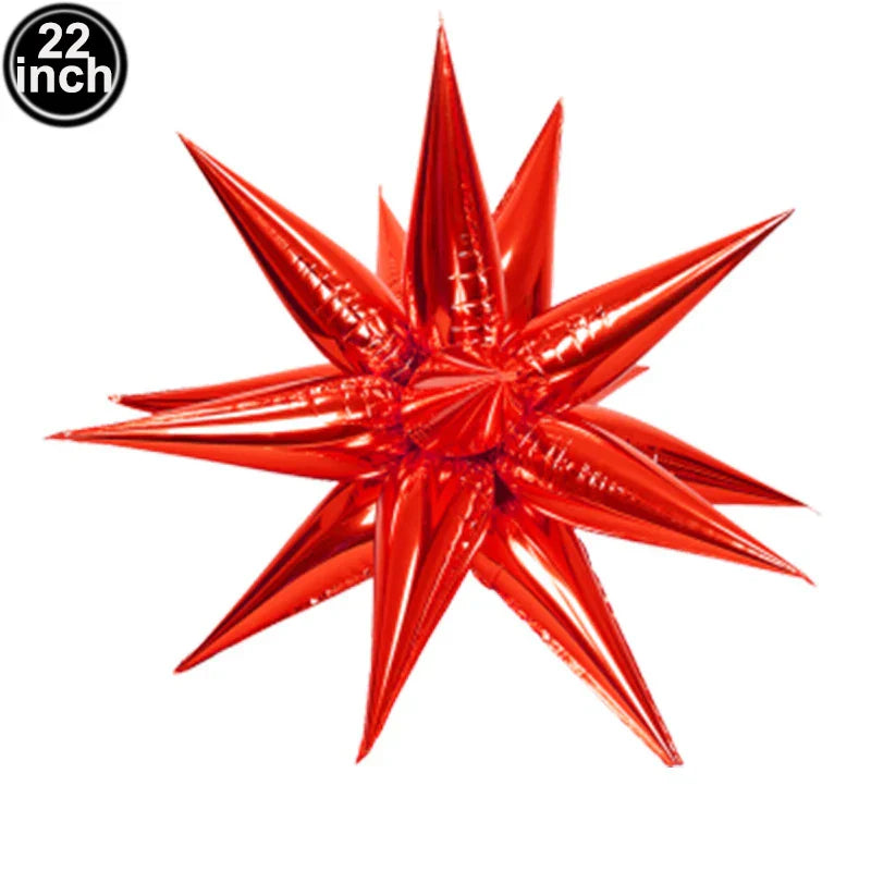 A shiny red metallic star-shaped microphone balloon karaoke inflatable speaker for 80s 90s party boy rapper hip hop
