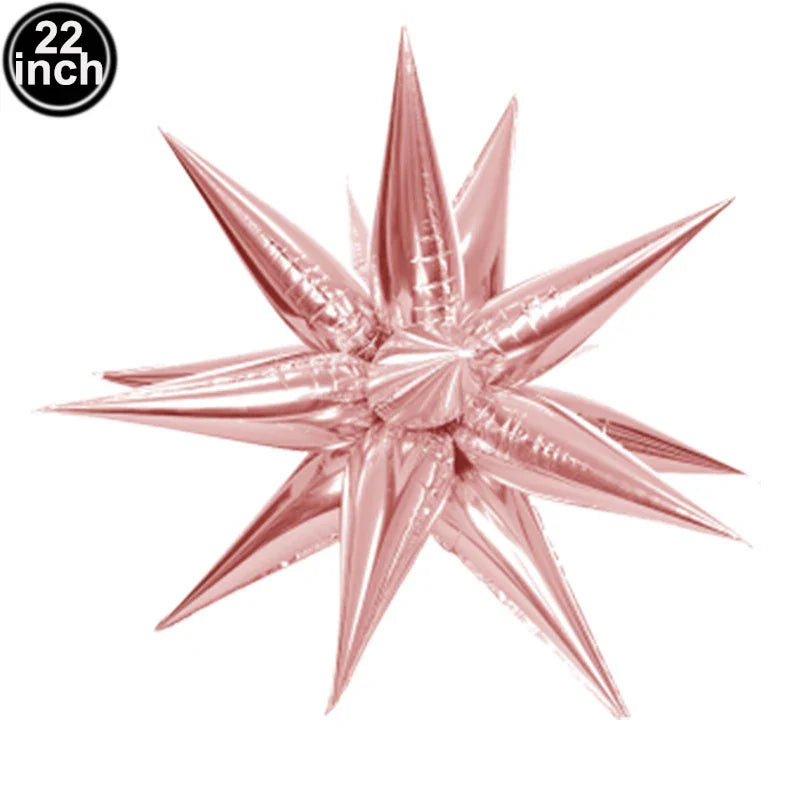 Rose gold metallic star-shaped microphone balloon with reflective surface for 80s 90s party boy rapper hip hop decor