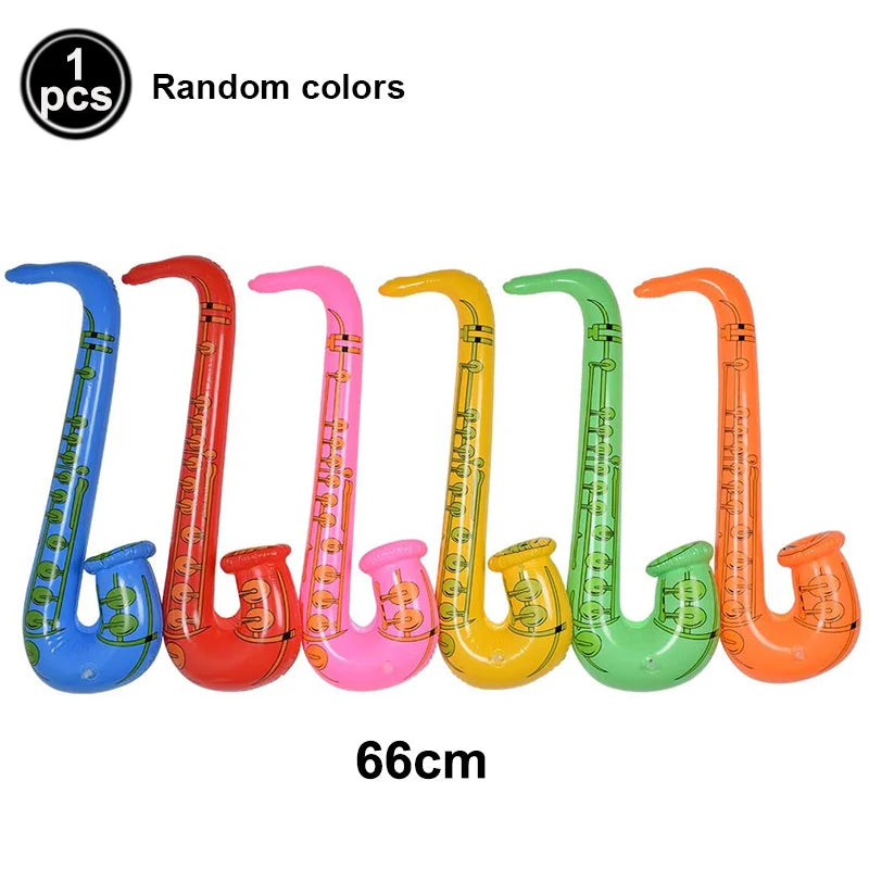 Inflatable microphone balloons karaoke shaped as 66cm vibrant colorful saxophones for 80s 90s party boy rapper hip decor