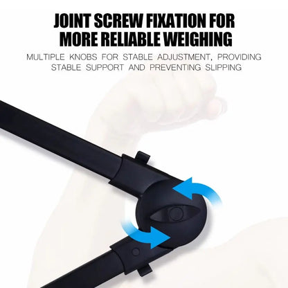 Black adjustable joint with screw fixation and multiple knobs for stable support on microphone boom arm stand