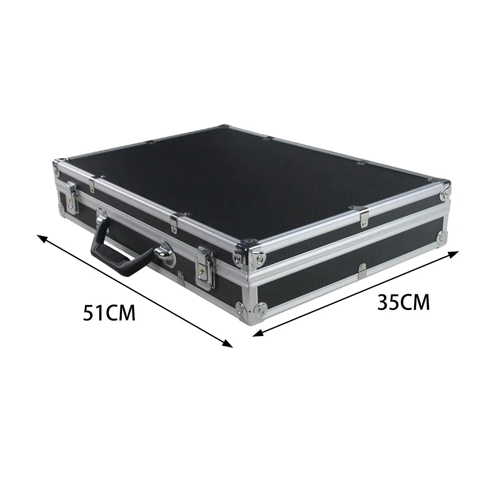 Black hard shell microphone case studio with silver aluminum trim impact resistant instrument box for 4 to 8 mics