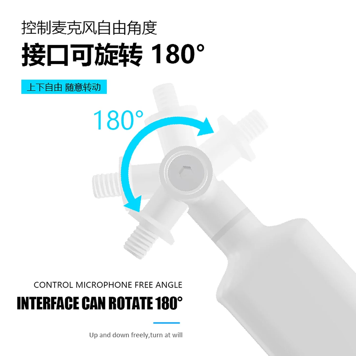 White plastic microphone m stand with 180-degree rotation and universal rotating arm for stand internet celebrity use