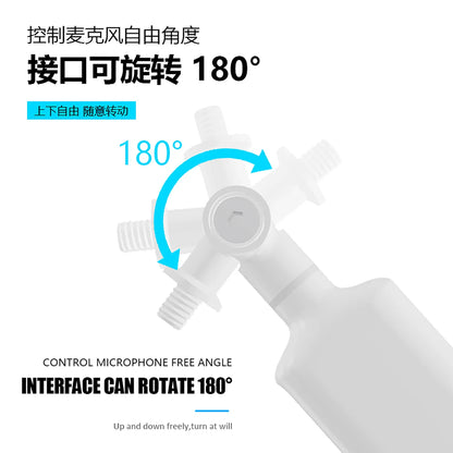 White plastic microphone m stand with 180-degree rotation and universal rotating arm for stand internet celebrity use
