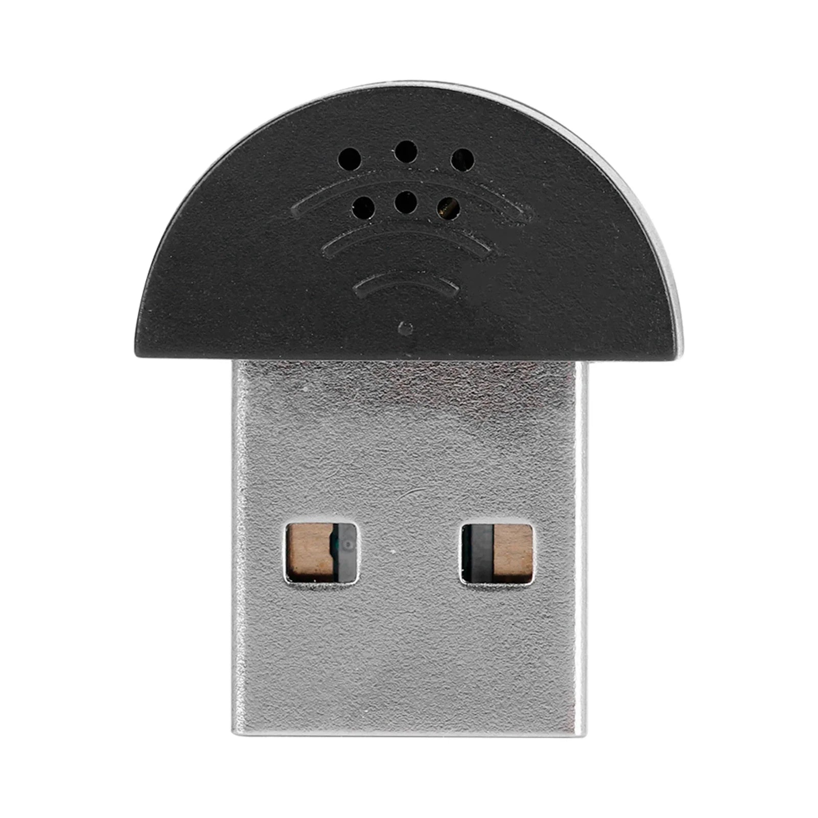 Black and silver usb wireless adapter with half-moon top and wi-fi symbol for portable usb mini studio speech use