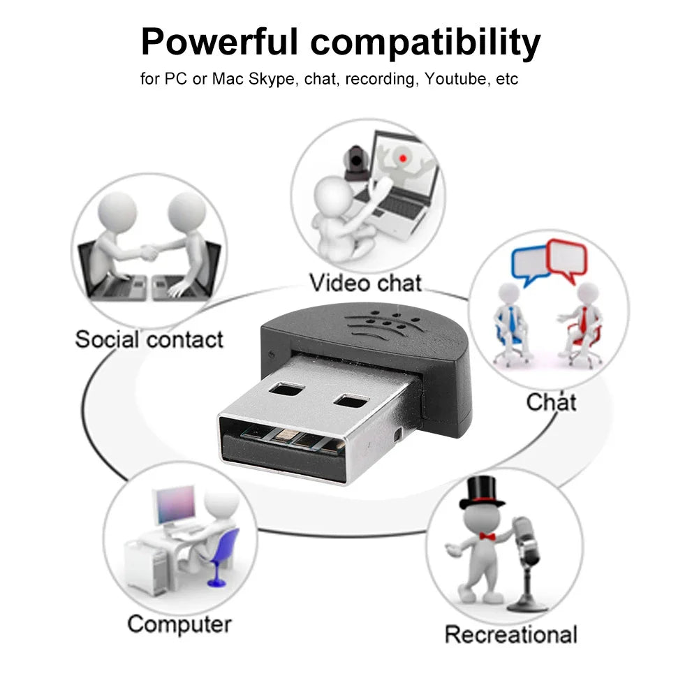 Black and silver portable usb mini wireless microphone adapter for mini studio speech and recording on computer pc
