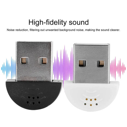 Black and white portable usb mini microphone adapter with speaker grilles for mini studio speech recording on pc