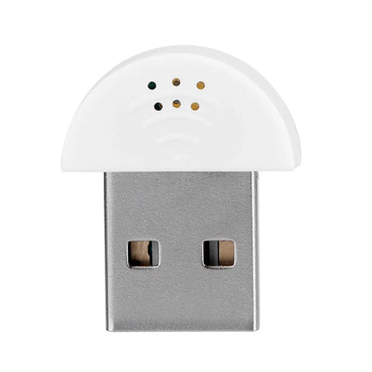 White mushroom-shaped portable usb mini microphone adapter with metallic base and six colored dots for mini studio speech