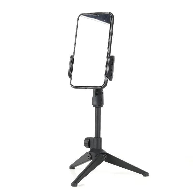 Black adjustable microphone stand desktop with shockproof tripod base and clamp for network live broadcast mic stand use