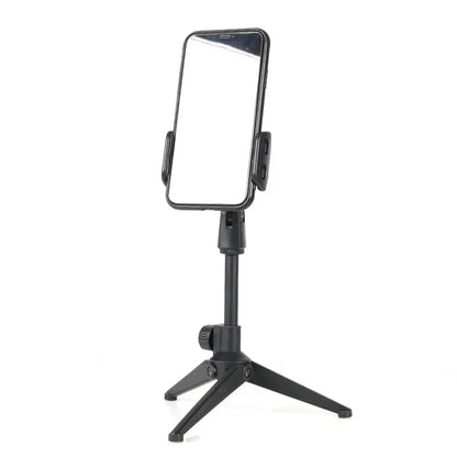 Black adjustable microphone stand desktop with shockproof tripod base and clamp for network live broadcast mic stand use