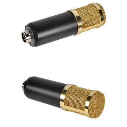 Black and gold condenser microphone v8v8s with mesh grille for live broadcast set and v8v8s sound card recording