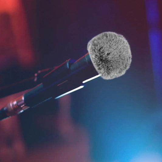 Gray fuzzy microphone windscreen muff cover furry designed for mic outdoor recording and studio use compatible with various models