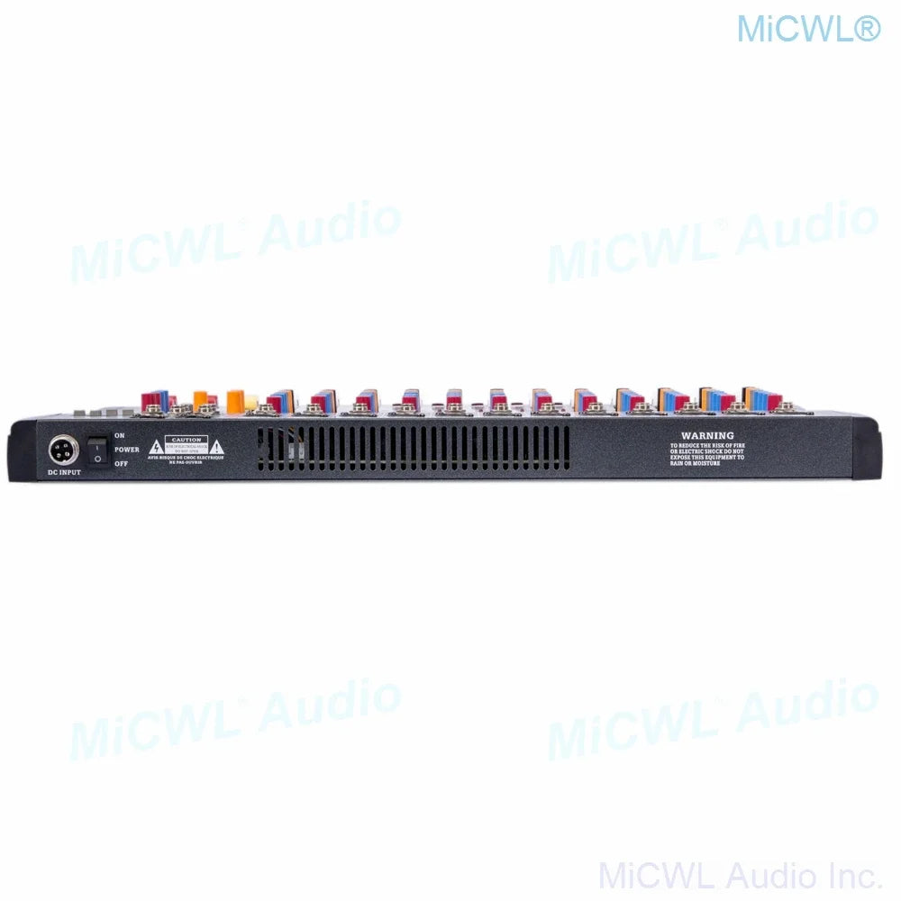 Black micwl 12 channel audio mixer with colorful input jacks ventilation slots phantom power bluetooth mixer dsp