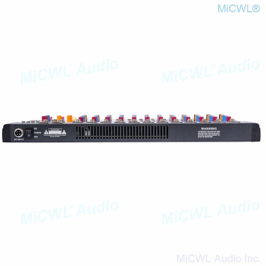 Black micwl 12 channel audio mixer with colorful input jacks ventilation slots phantom power bluetooth mixer dsp