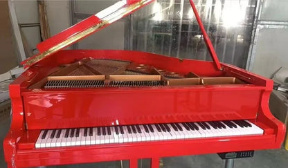 Middleford 88 keys red polish acoustic grand piano GP-160R with gold trim and matching red piano bench