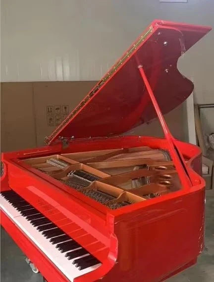 Middleford 88 keys red polish acoustic grand piano gp-160r with open lid and matching red piano bench