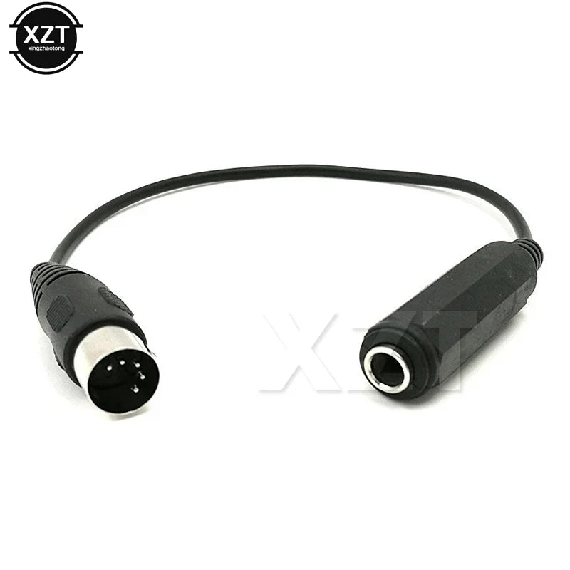 Black xzt brand audio extension cable with male 3.5mm jack and female trs stereo 6.35mm plug for midi keyboard 30cm