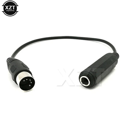 Black xzt brand audio extension cable with male 3.5mm jack and female trs stereo 6.35mm plug for midi keyboard 30cm