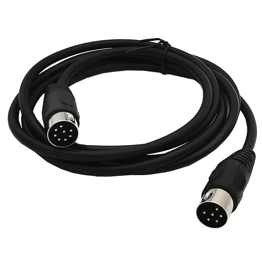 Black coiled midi 8 pin din male to 6 pin male audio data signal cable for type beat music connection