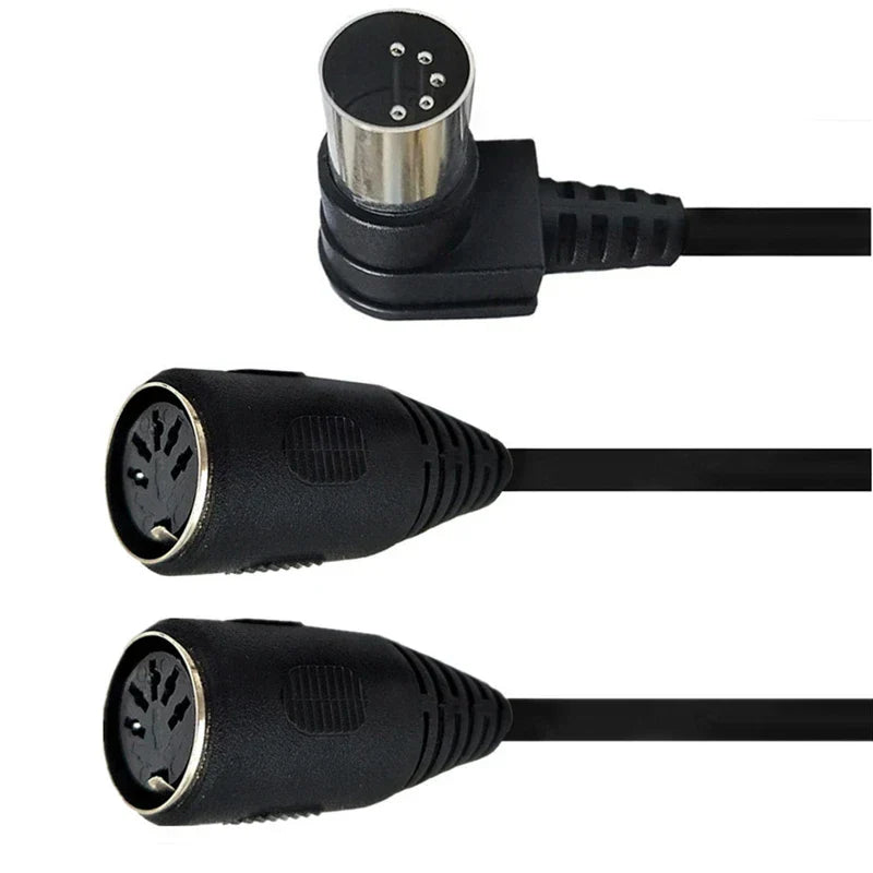 Black midi din 5pin audio cable with angled and straight xlr connectors for female extension audio midi keyboard synthesizer
