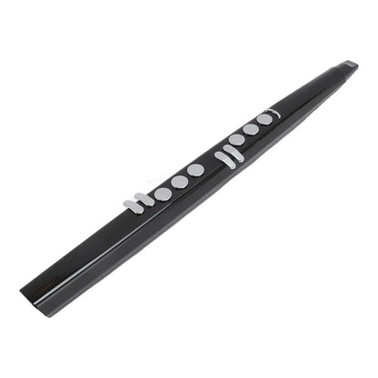 Black midi electronic saxophone with silver buttons and keys featuring blowing sensitivity for portable digital wind instrument use