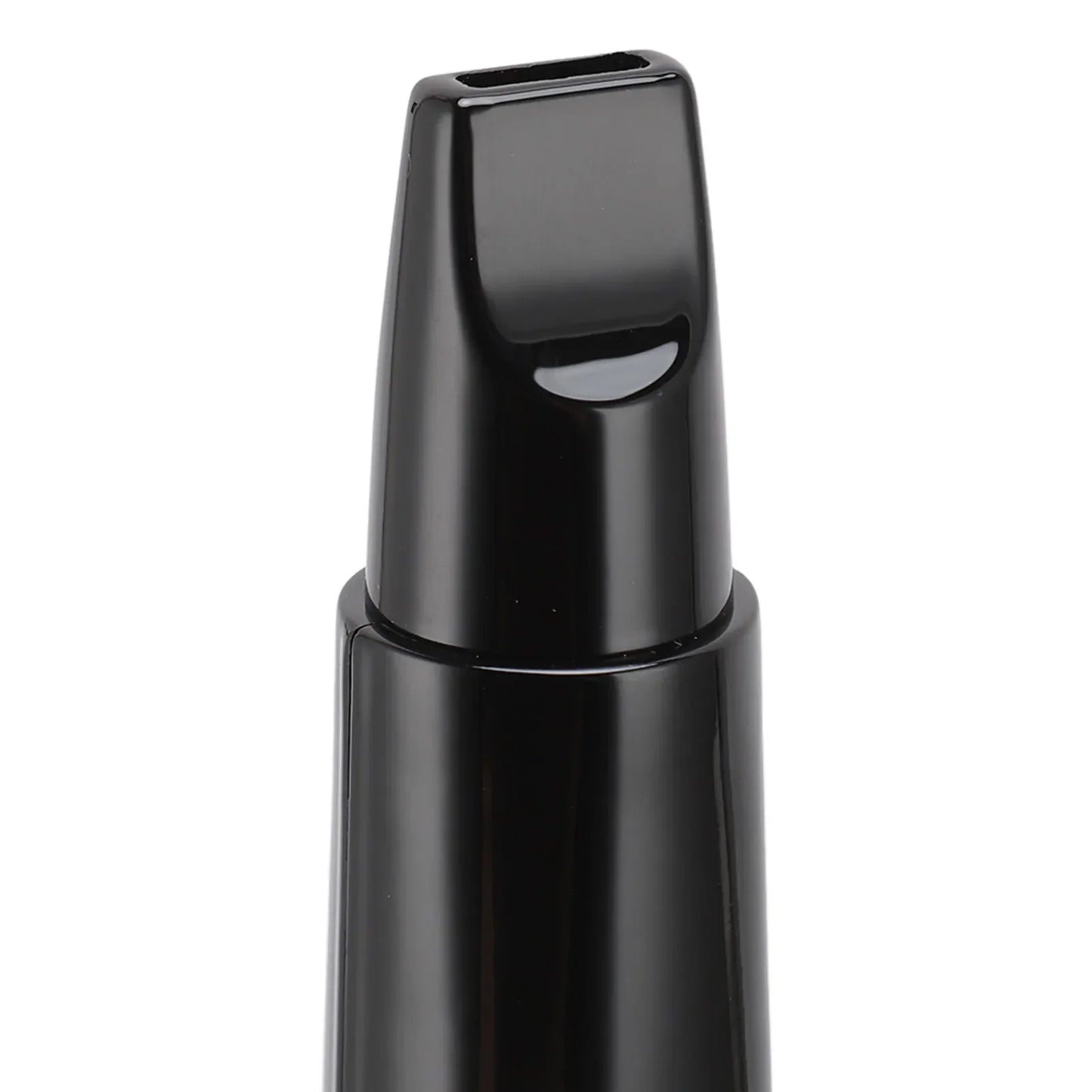Black plastic mouthpiece with glossy finish and curved lip slot for midi electronic saxophone digital wind instrument blowing sensitivity