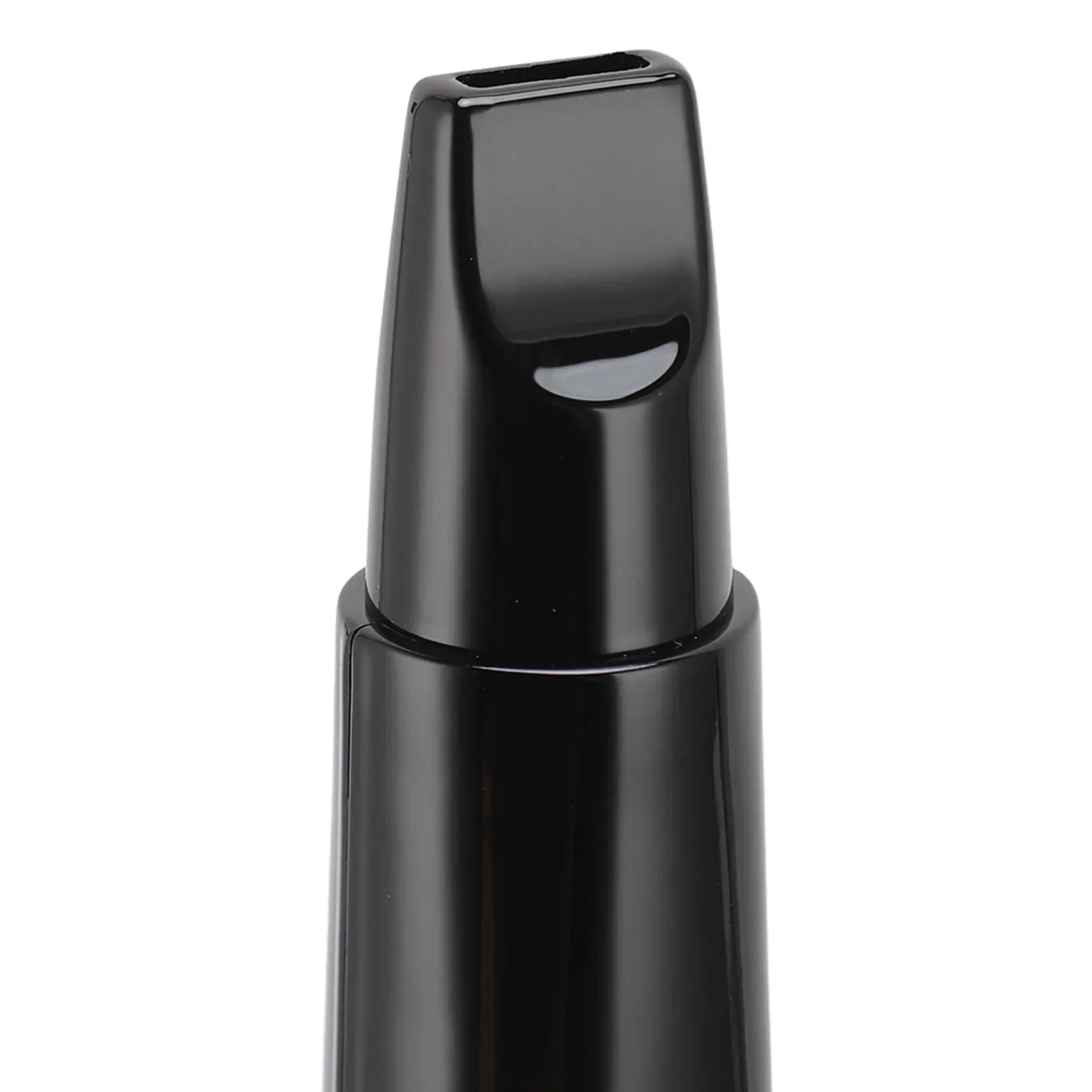 Black plastic mouthpiece with glossy finish and curved lip slot for midi electronic saxophone mini with blowing sensitivity