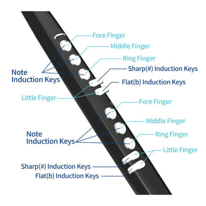 Black finger-style piano keyboard with silver induction keys for midi electronic saxophone digital wind instrument practice