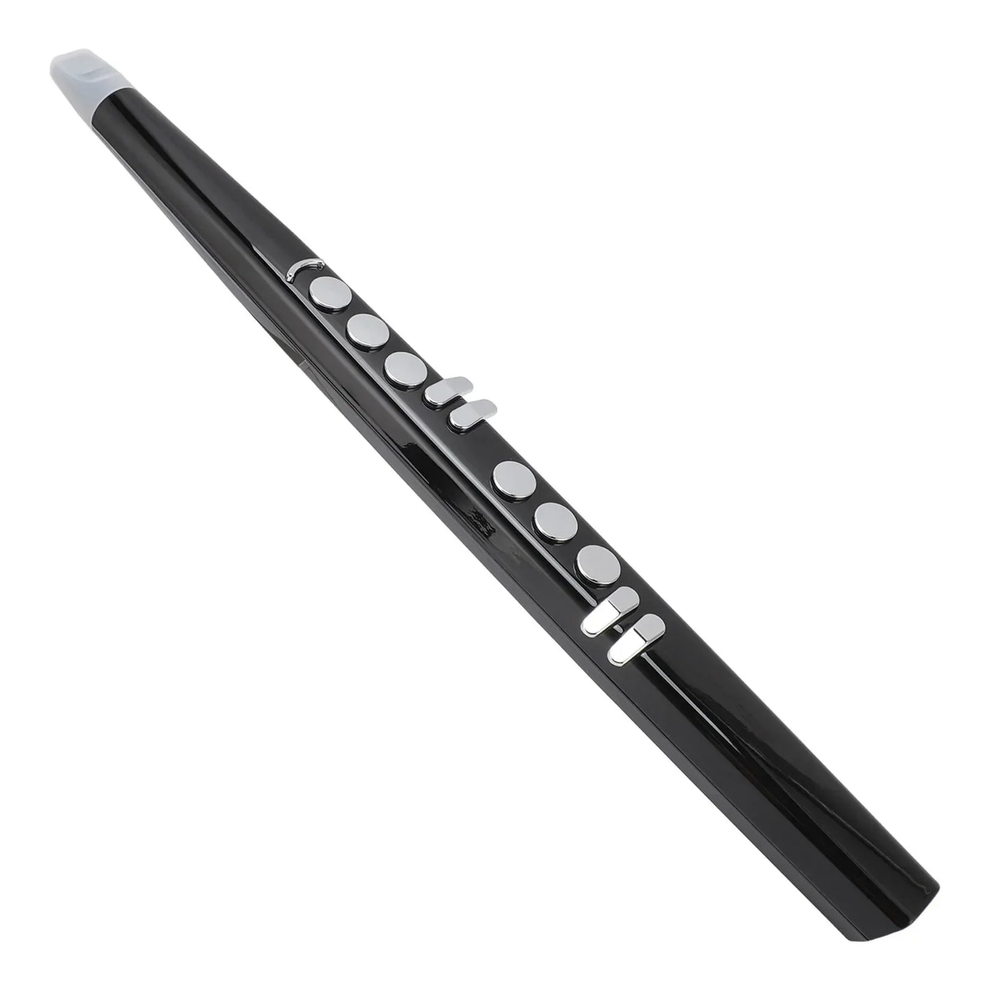 Black midi electronic saxophone digital wind instrument with silver keys white mouthpiece tone multifunctional rechargeable