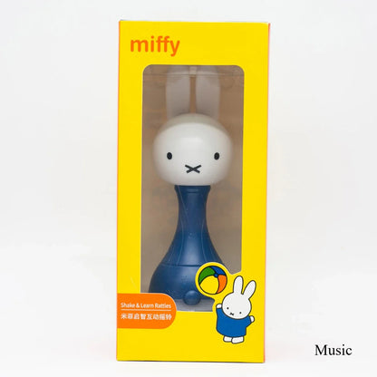 Miffy cartoon figures home blue and white shake-and-learn rattle with smooth plastic body for home decor accessories