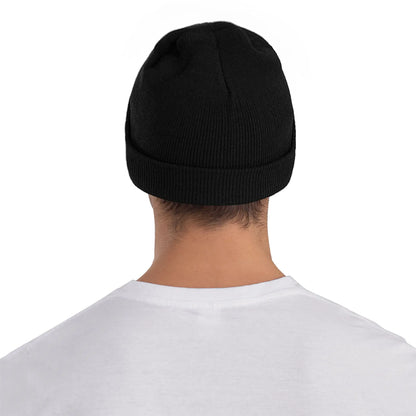 Black ribbed knit acrylic beanie with folded cuff milo j singer men beanies winter music crochet cap